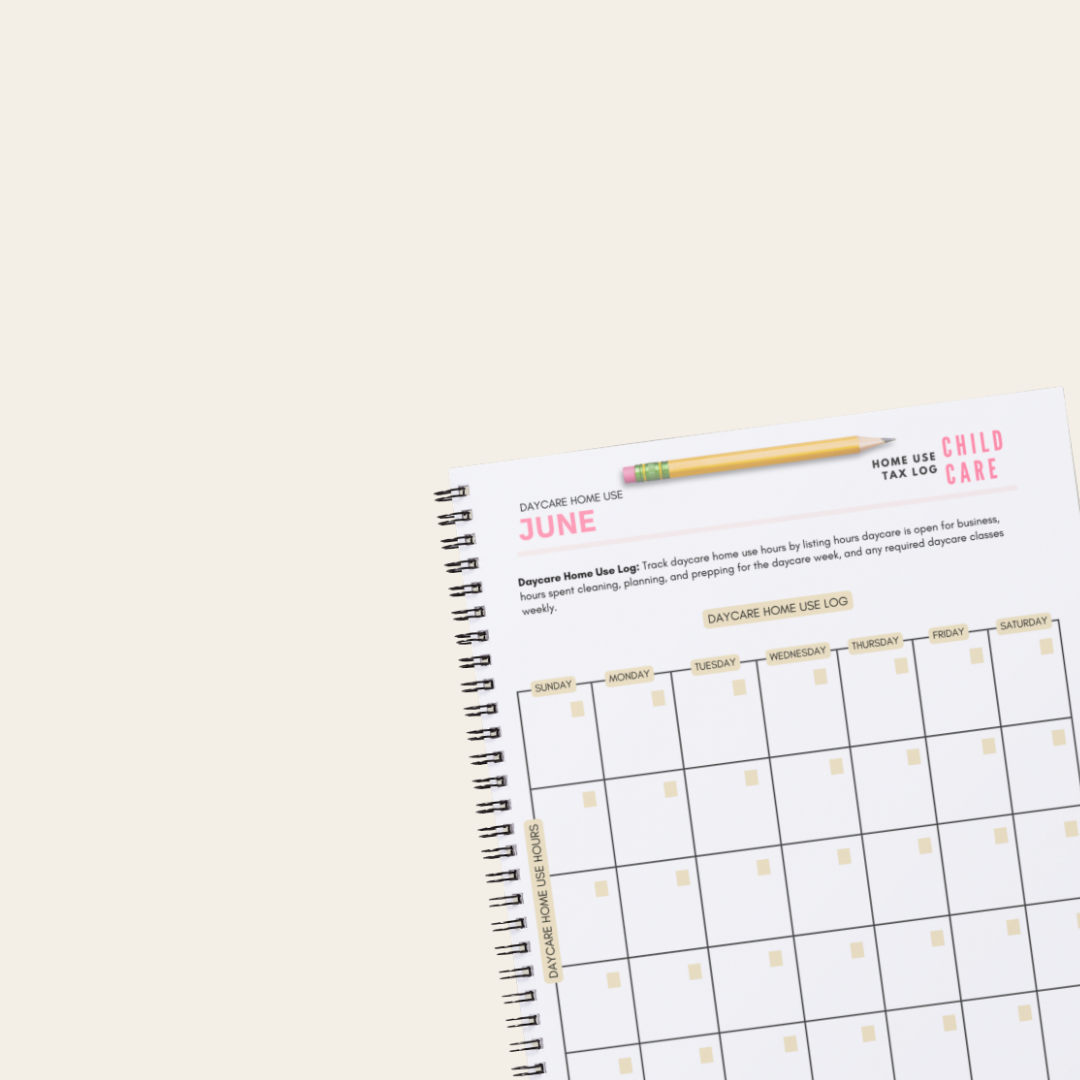 Home Daycare Financial Planner & Tax Deductible Log